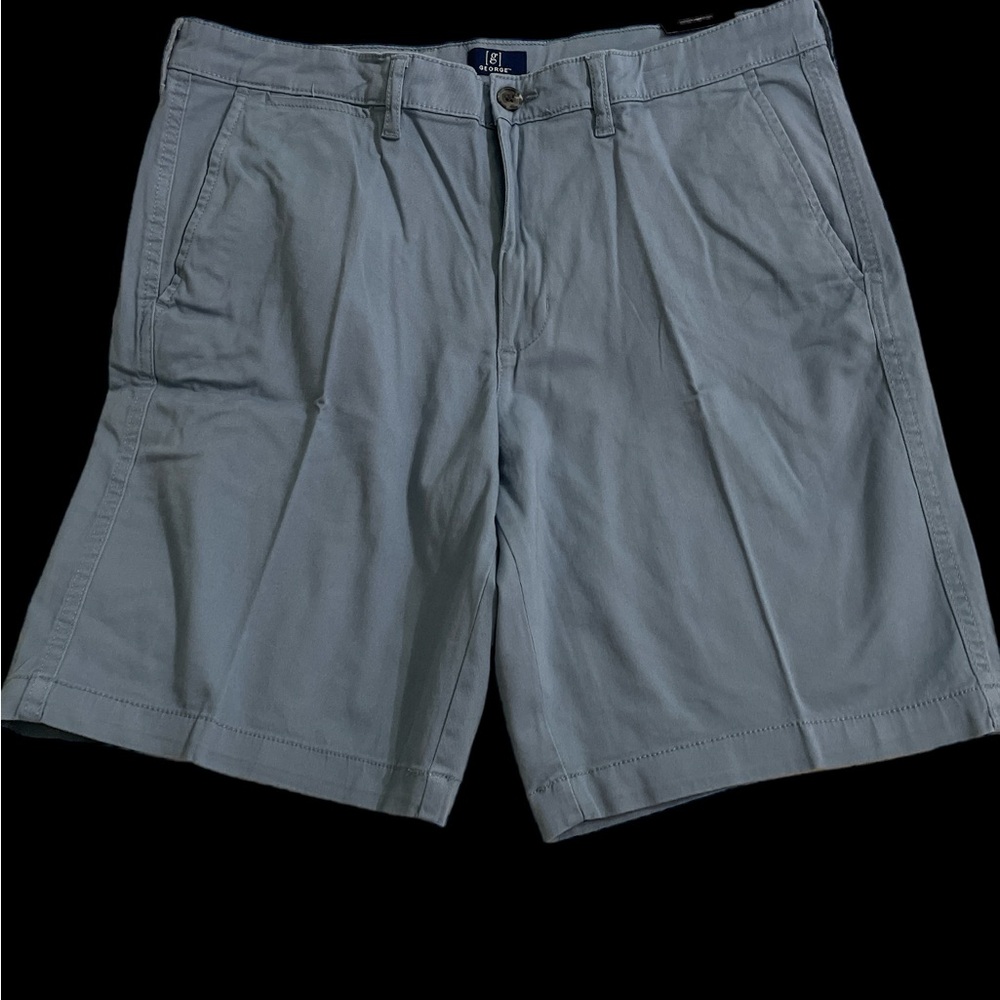 Men’s slate blue flat front shorts 34 9” inseam NWT